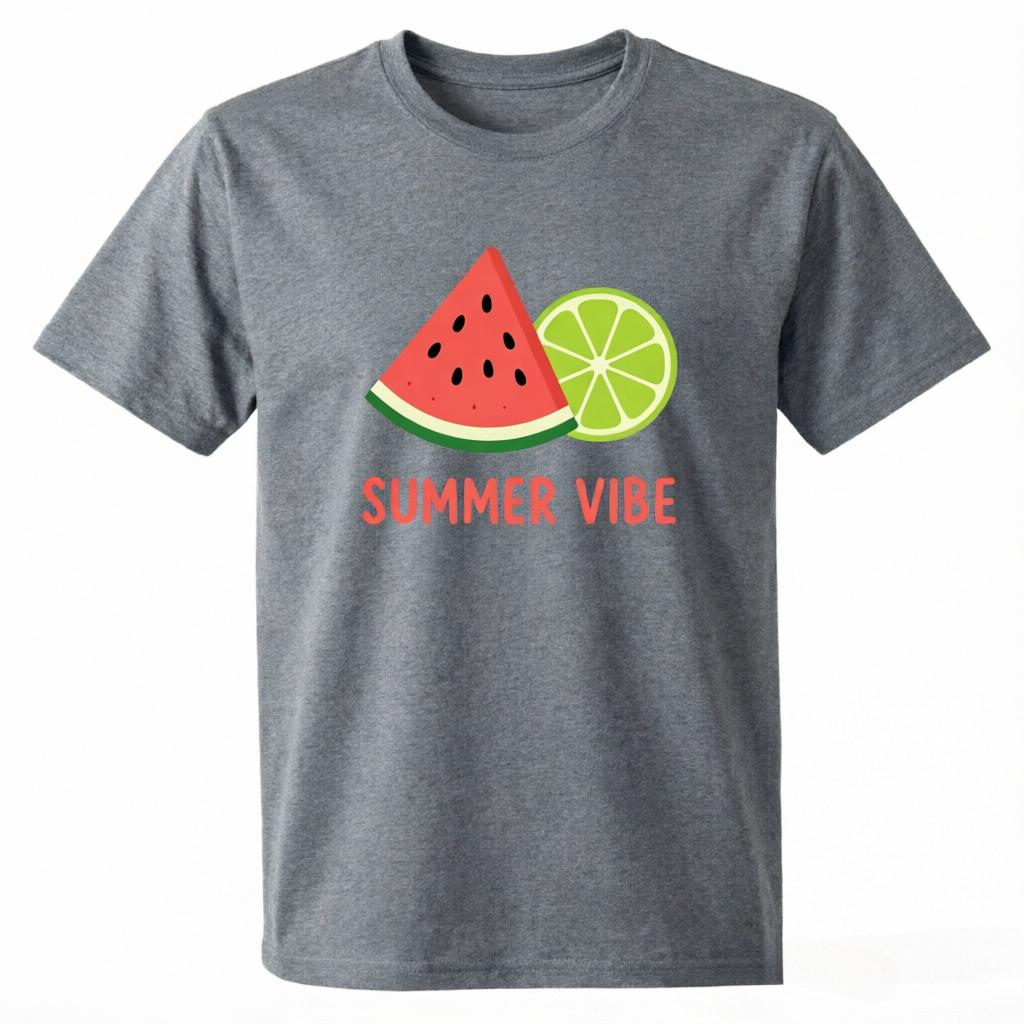 Unisex 100 Cotton Oversize T Shirt Summer Vibe Watermelon Lime Print Casual Beach Short Sleeve Tee