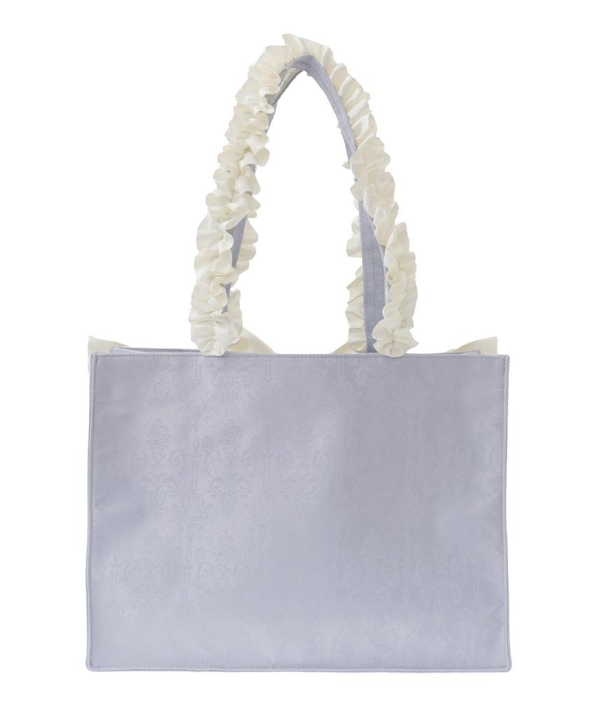 Maison de Fleur Jacquard Ribbon Frill Square Tote Bag, Blue, Size F, 08000628500