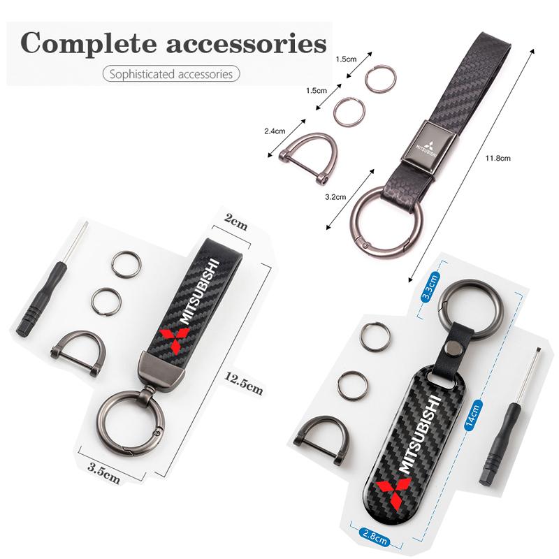 Carbon Fiber Texture Car Key Chain Ring Auto Keychain For Mitsubishi Lancer Outlander Pajero ASX Colt I200 Space Delica Triton