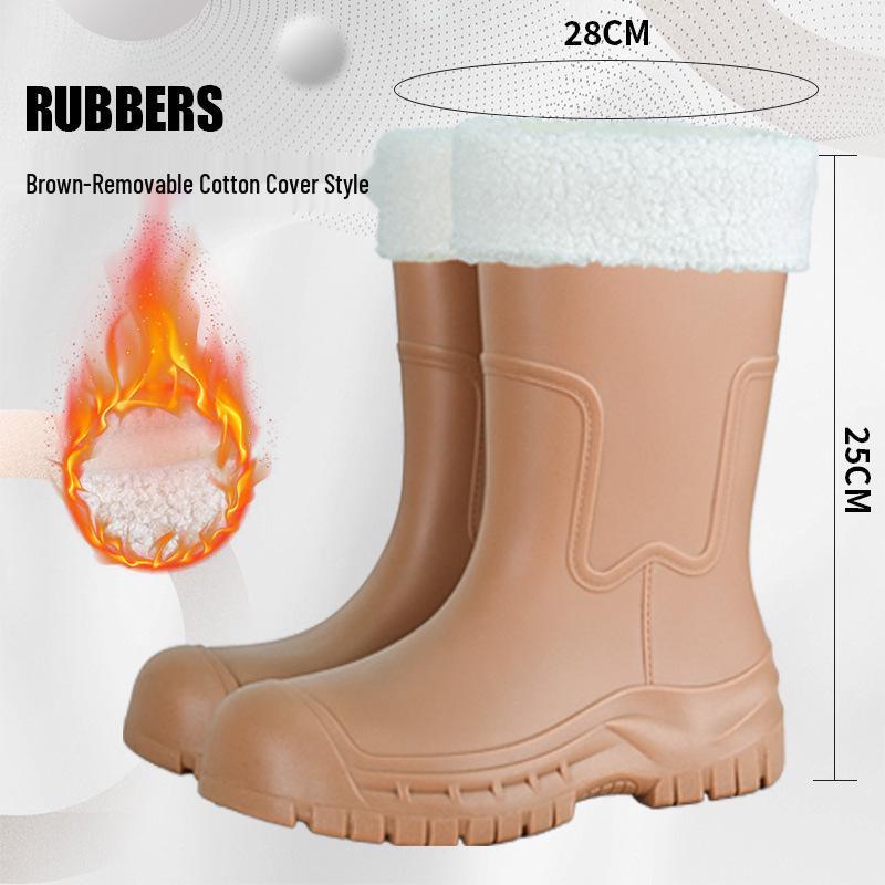 Women's 2025 Fashion Mid-Calf Waterproof Non-Slip Silicone Rain Boots with Thick Sole