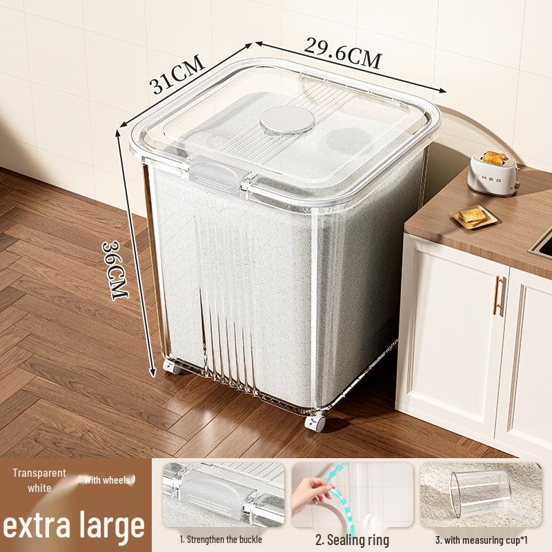 Rotatable Household Rice and Grain Storage Box: Insect & Moisture-Proof, Sealed, Compartmented Bucket