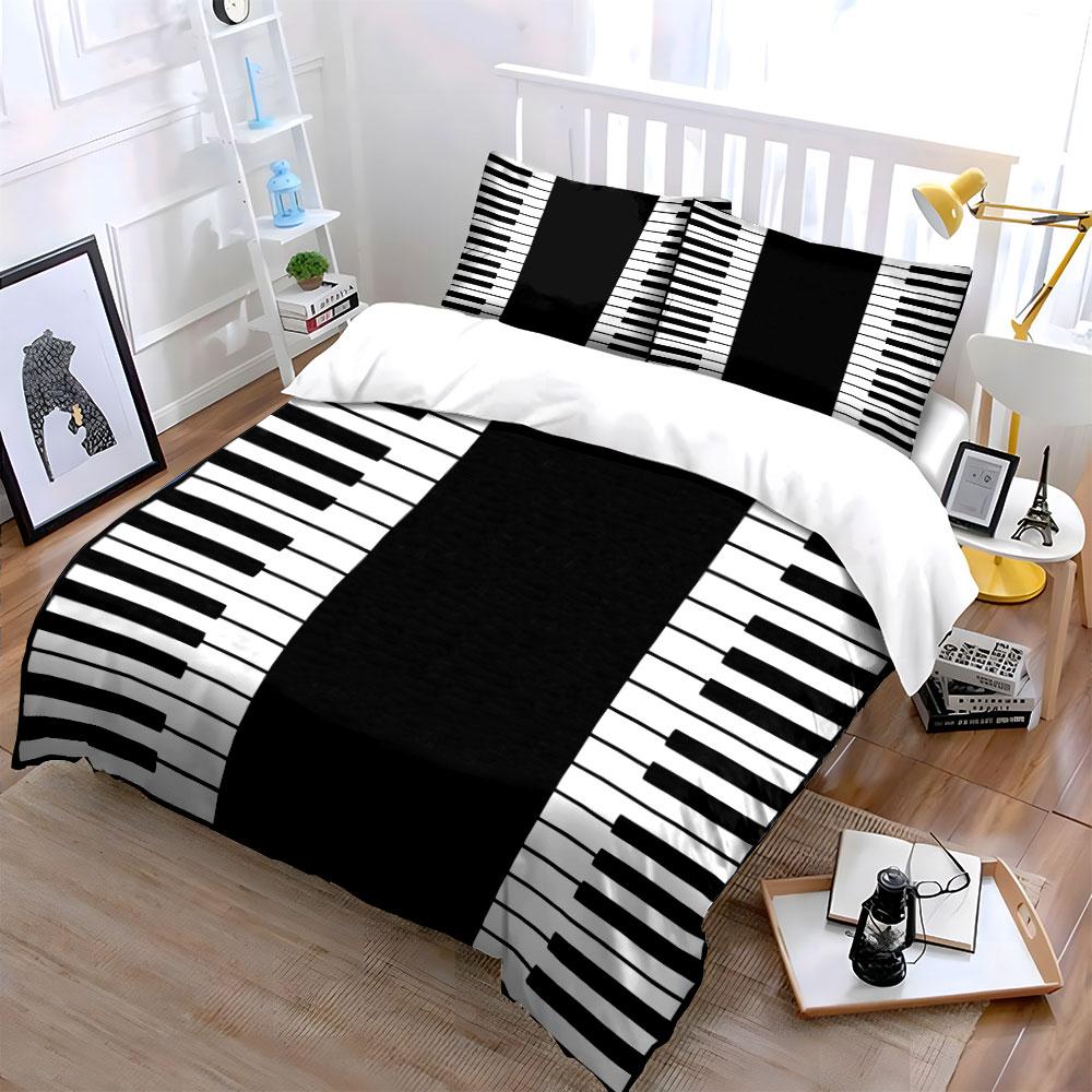 Piano keyboard pattern. Bedding sets Duvet cover sets Duvet covers Pillowcases(1*Duvet Cover 2*Pillowcases without duvet insert)