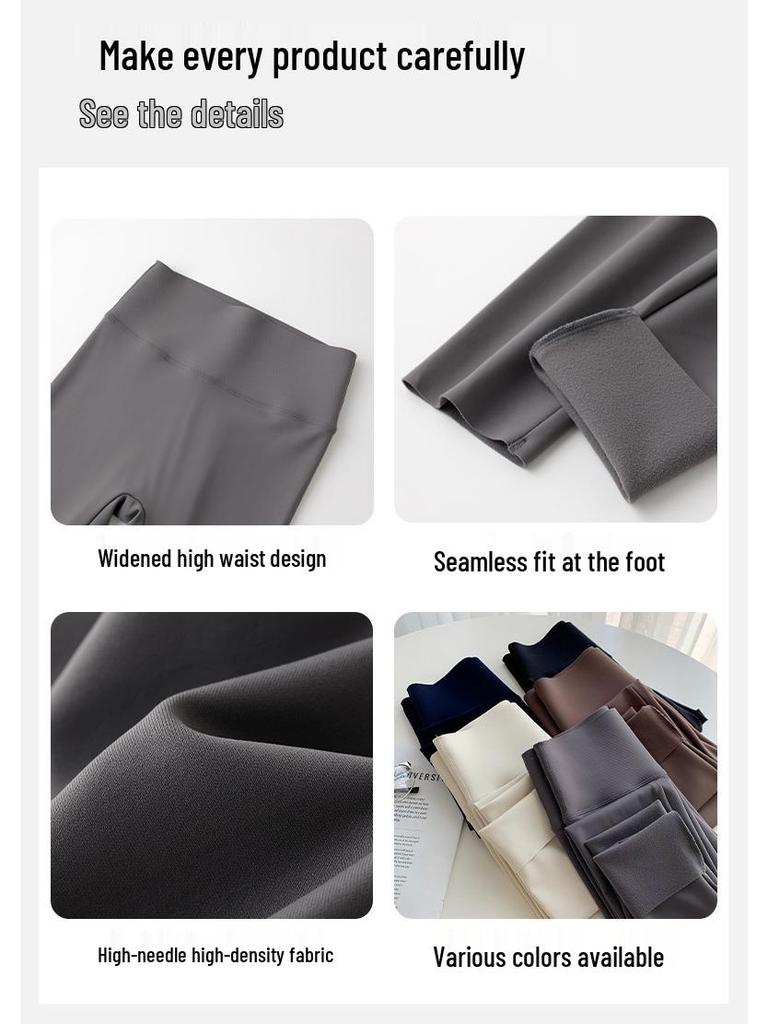 Women's High-Waist Matte Shark Yoga Leggings - Plus Velvet, Slimming, Brushed for Autumn/Winter 2025