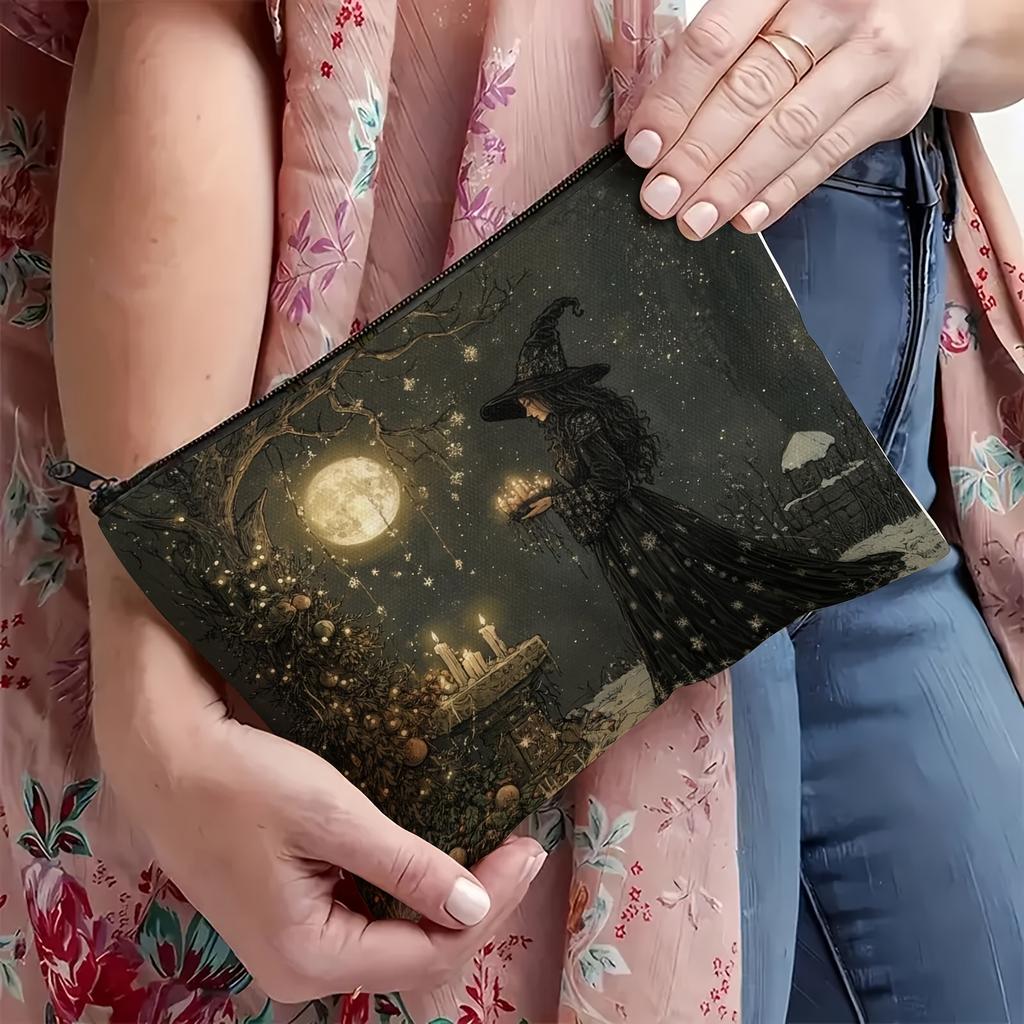 Unisex Adult Makeup Bag, Witch-themed Durable Multifunctional Storage Bag Mixed ,with Zipper for Travel Student Sister Bag