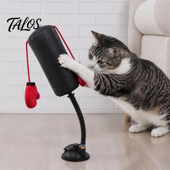 Stress Relief Toys for Anxious Cats Cat Punching Bag Toy, Interactive Punch Toy with Dangling Boxing Gloves, Suction Portable Entertainment