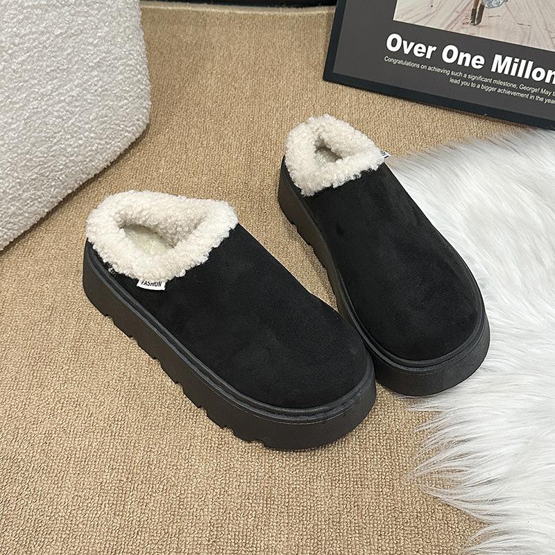Large Size Fluffy Slippers for Women's Outer Wear 2025 Autumn and Winter New Velvet Casual Warm Thick-soled Bag Head Half Slippers