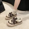 Women's Lace-up Color-blocked Thick Soles 2024 Color-blocked Women's Shoes Winter New Lace-up Plush Warm Casual Cotton Shoes