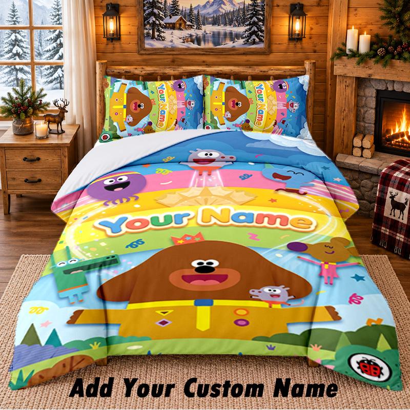 Hey Duggee Custom Name 3Pcs Bedding Set 1 Bed Sheet 2 Pillowcases Bedroom Home Decor
