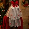 Velvet Christmas Veil Headband Mesh Bow Veil Creative Bridal Tulle  Birthday Headdress