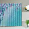 Flowers Plant Shower Curtains Beautiful Flower Purple Bathroom Decor Bathroom Screen Polyester Frabic Waterproof Cloth Curtains