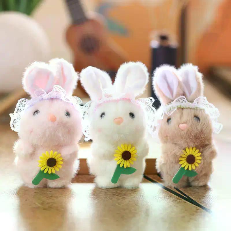 Cute Flower Rabbit Bunny Plush Animals Doll Stuffed Toy Keychain Pendant Backpack Hangings Decor Girly Bag Kids Gifts