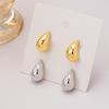 Geometric Water Drop Earrings Women Men Minimalist Chic Gold Tone Copper Studs Modern Fashion Jewelry