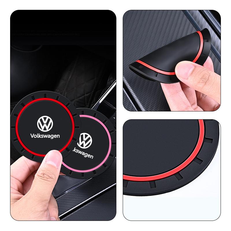2pcs Car Silicone Non-slip Water Coaster Cup Holder Bottle Mats For Volkswagen VW Golf 4 6 7 GTI Tiguan Passat B5 B6 B7 CC Jetta