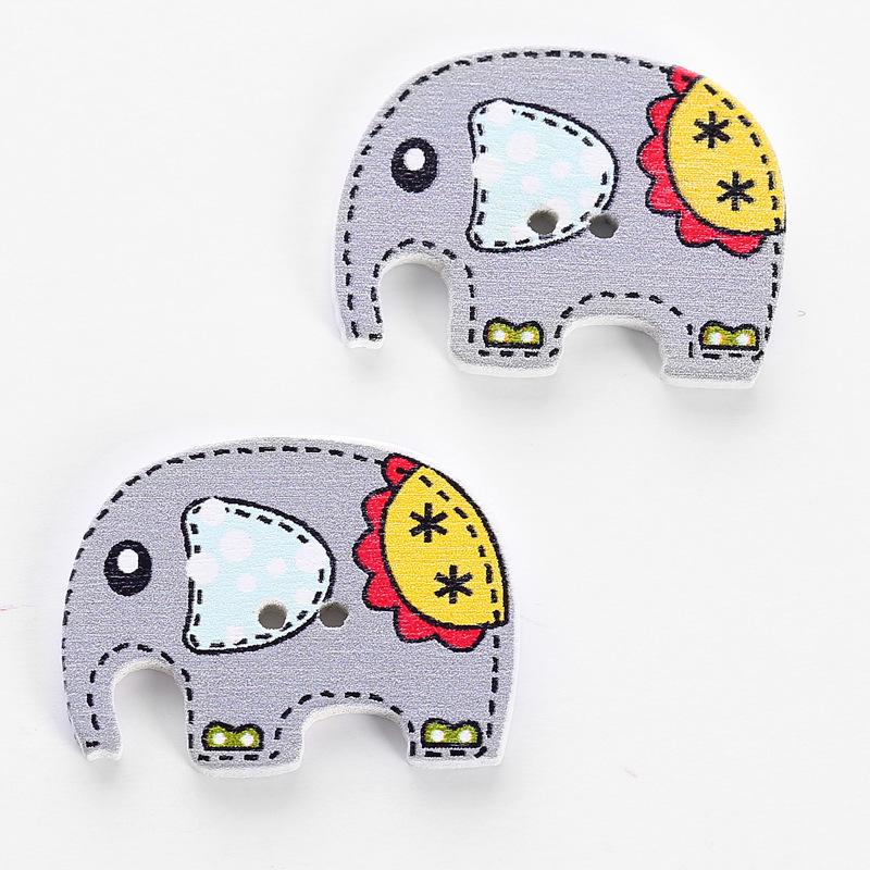 

25 х 18 мм 14 шт. разноцветные деревянные пуговицы со слонами для ручной работы, подходят для шитья и скрапбукинга