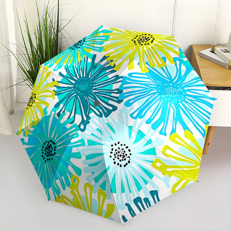 

1pc Floral Pattern Automatic Folding Umbrella - Portable Collapsible Design, 8-Rib Iron Frame, Durable Fabric yy251125183