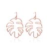 Bohemian Monstera Palm Tree Dangle Earrings For Women Gold Tropical Hollow Plant Leaves Big Earring Beach Brincos Gift