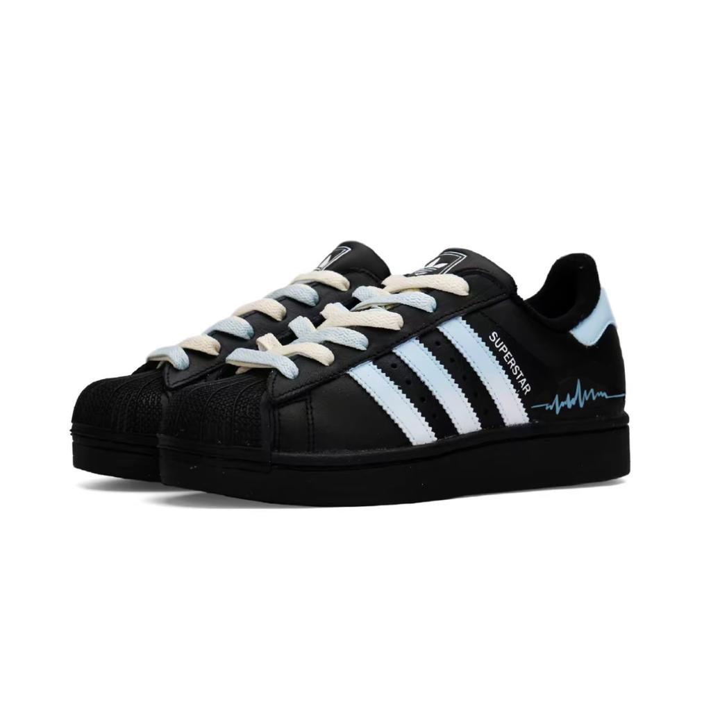 adidas Originals Superstar 2 Low Top Skateboard Shoes Unisex Heartbeat Black JI0079(Team1188-)