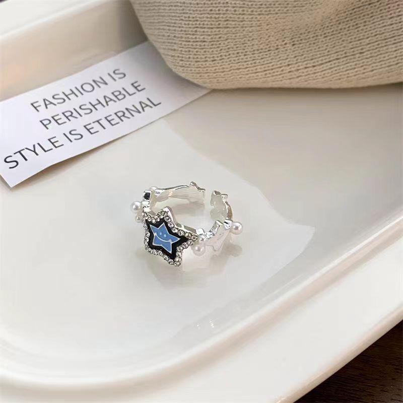 Fashionable Punk Pentagram Geometric Star Adjustable Ring Neutral Retro Irregular Creative Daily Jewelry Gift