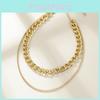 Elegant Geometric Double Layer Chain Necklace For Women Stylish Alloy Jewelry