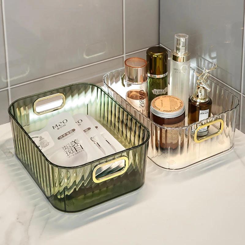 Clear Makeup Organizer Luxury Cosmetic Storage Box Bathroom Dresser Lipstick Deaktop Box Organzier Organizador Maquillaje