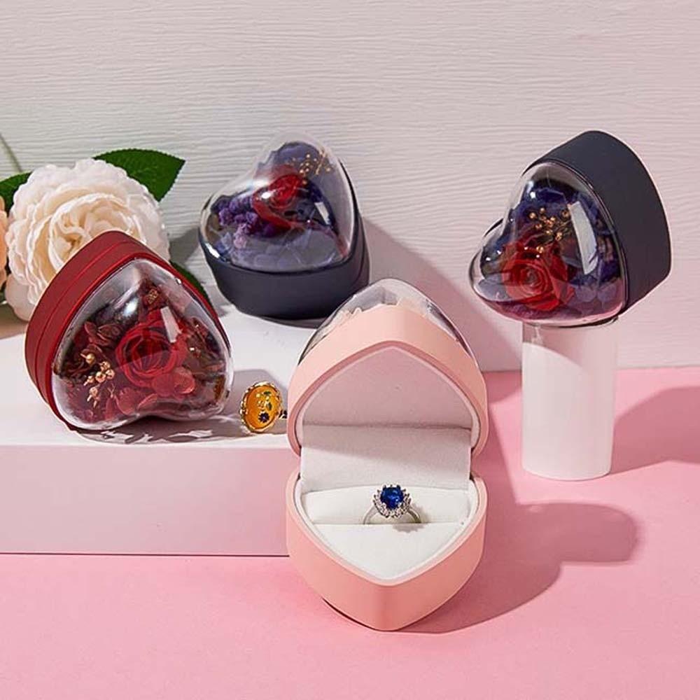 Composite Paper Heart Ring Box Acrylic Jewelry Organizer Jewelry Box Ring Display Case  Party