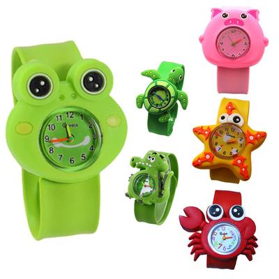 Boys Girls Kids Gift Cartoon Animal Slap Watch Cute Frog Quartz Wrist Watches Digital