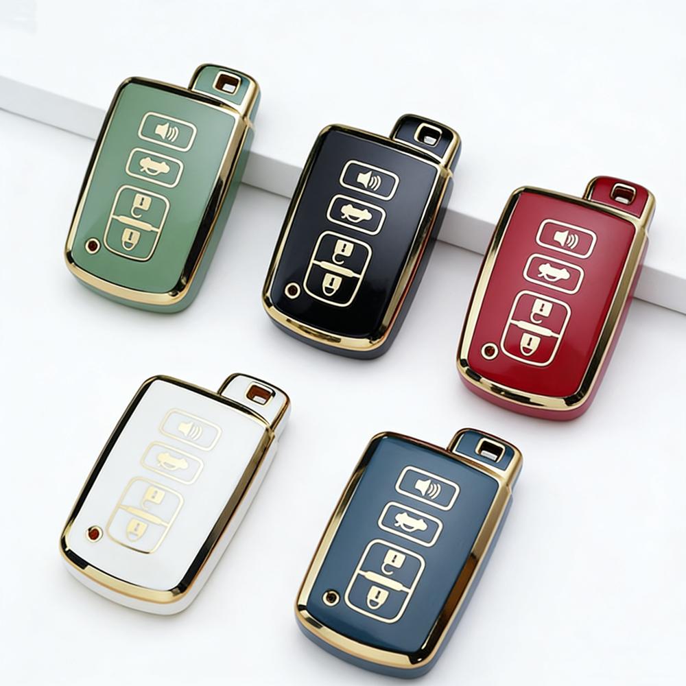 Car Key Case Cover For Toyota Camry Corolla RAV4 Highlander Avalon 2015 - 2017 4 Buttons Smart Control Cover Holder Keychain