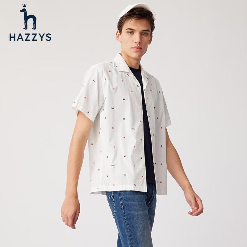 Мужская повседневная рубашка HAZZYS с полным принтом, с коротким рукавом 48