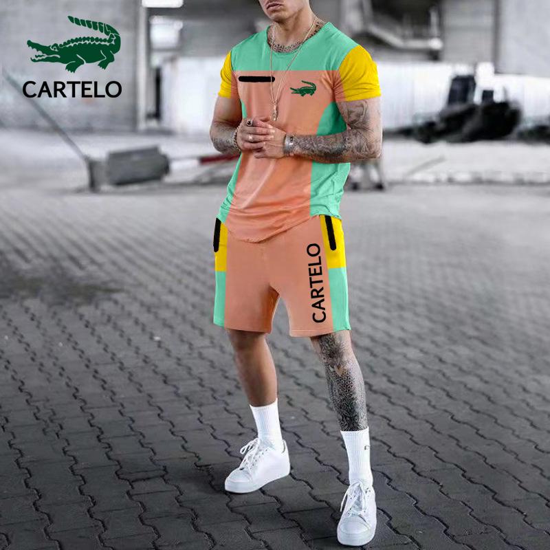 

CARTELO 2024 Новая летняя футболка с 3D принтом, повседневный трендовый комплект с шортами S