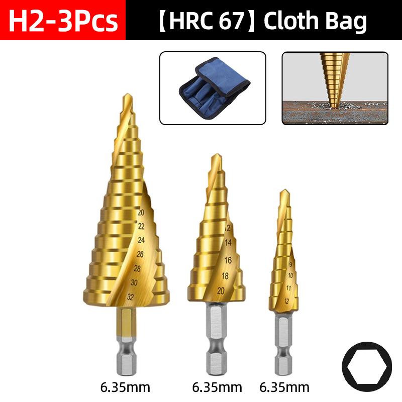 HSS Titanium Step Drill Bit Set For Metal Wood Punch Hole Cutter Conical Stage Stepped Drills Power Tools 3-12 4-12 4-20 4-32mm
