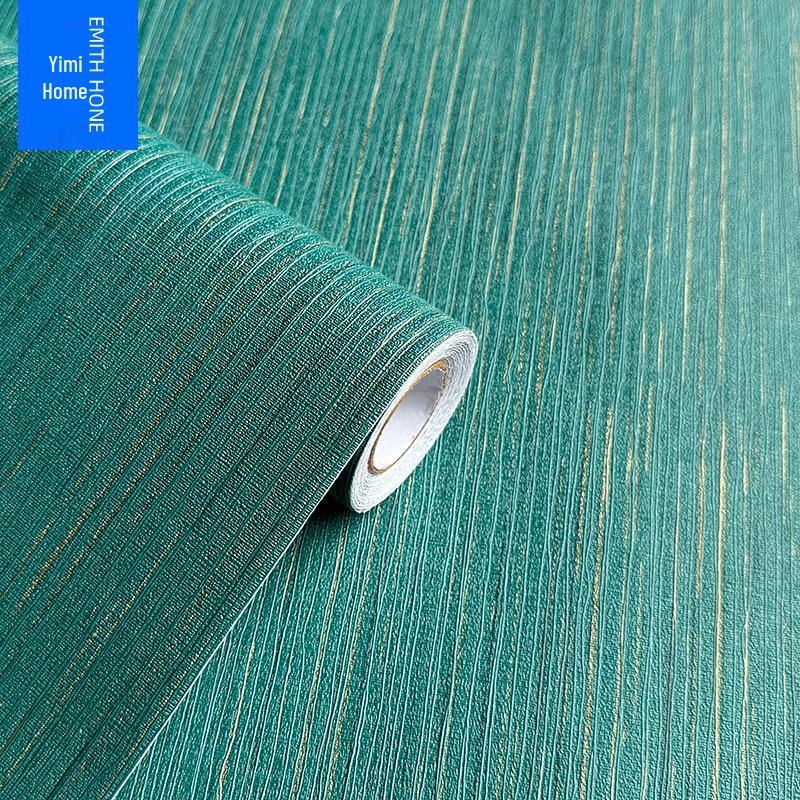 Linen Texture Self-Adhesive Waterproof Wallpaper for Bedroom & Living Room - Thickened, Solid Color, Moisture-Proof, Simple Design.