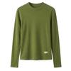 Soft Fleece-Lined Round Neck Long Sleeve Tee Women Slim Fit Korean Style Base Layer Top Fall Winter