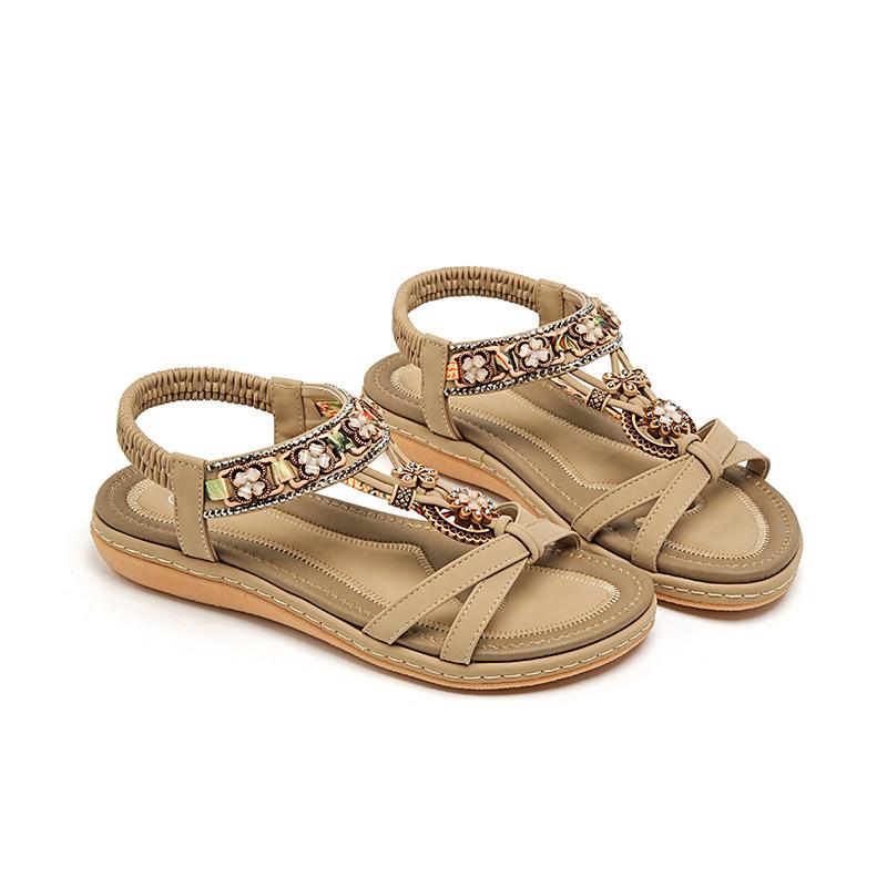 Women's Soft Sole Beach Shoes 2025 Summer New Rhinestone Sandals Lightweight Comfortable Outdoor Non Slip Casual Shoes