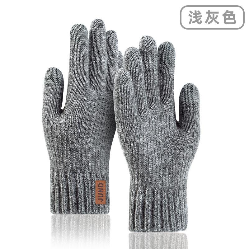 Knitted Wool Cold-proof Warm Gloves Men's Thickened Outdoor Riding Fleece Winter Gloves Can Be