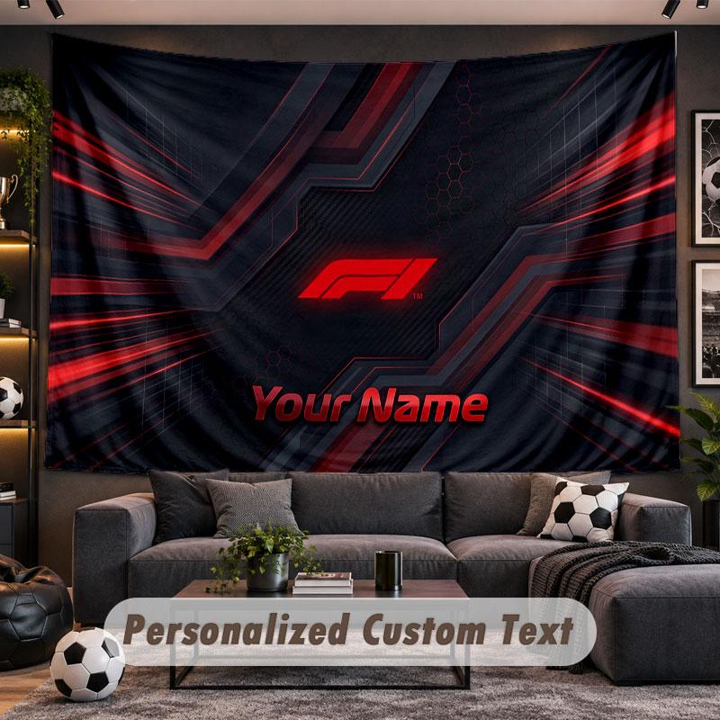 Wall Hanging Tapestry Custom NameF1 Pattern Personalized Printed Fabric Wall Decor