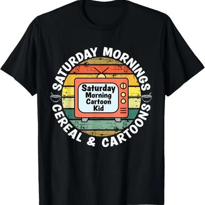 T-shirt Rétro Enfant Années 70 80 90 Samedi Matin Céréales Et Dessins Animés