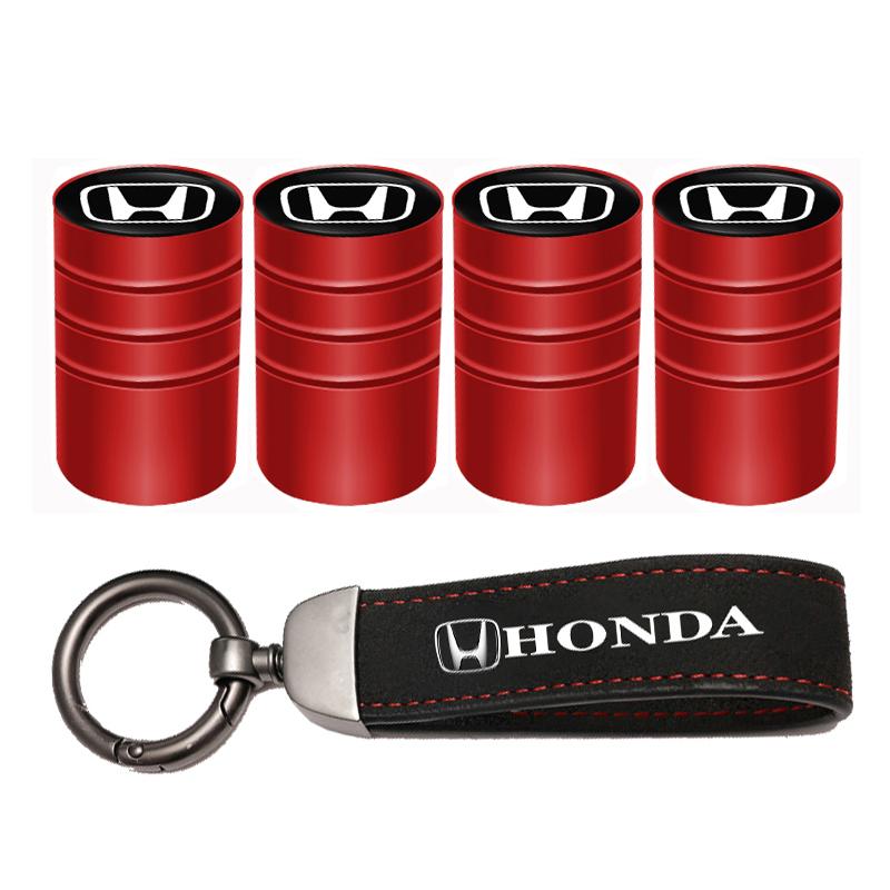 Car Tire Wheel Valve Caps Cover Suede Key Chain For Honda Civic Fit Accord City Vezel CRV S660 Odyssey HRV Insight Pilot Type-R