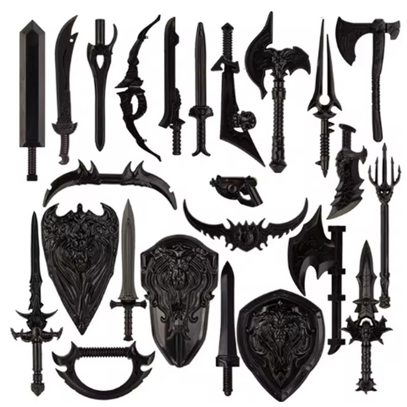 MOC Mittelalterliche Bausteine Charakter Ritter Krieger Zubehörset Helm Schulterrüstung Schild Bogen Pfeil Stein Geschenk Spielzeug X022