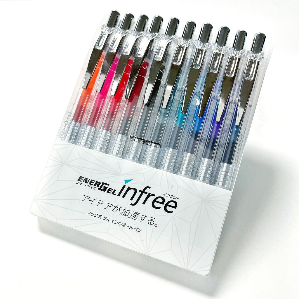 Pentel Ballpoint Pen Gel Ink Energel Infree Clear Body 10 Colors 0.7mm BL77TL-10