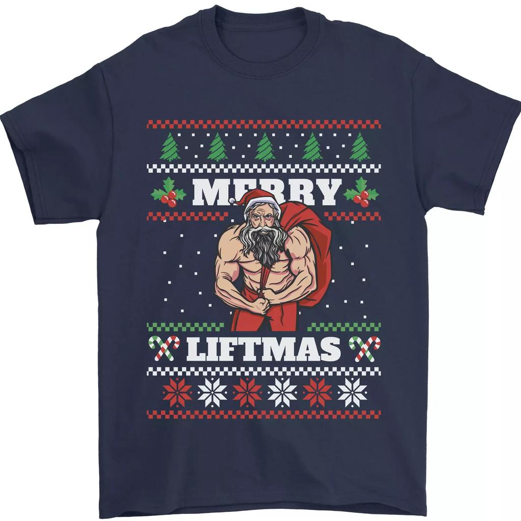 Merry Liftmas Gym Santa Claus Bodybuilding Christmas TShirt 100 Cotton ONeck Short Sleeve Casual Unisexs Tshirt Size S3XL