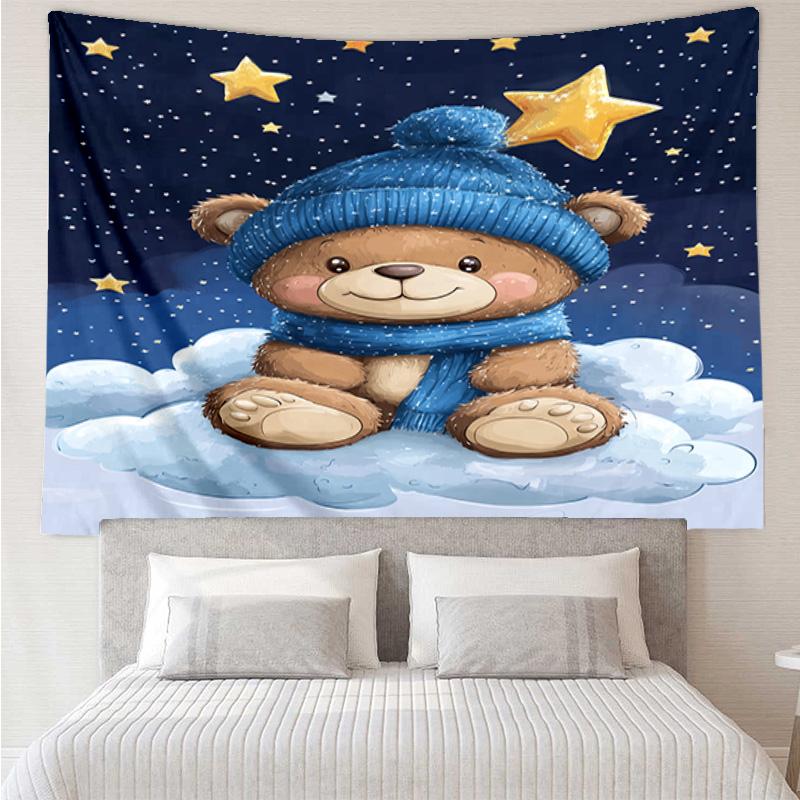 Teddy Bear Night Sky Tapestry Hanging for Bedroom,Livingroom, Playroom,Decor Art Room Wall Tapestry Holiday and Birthday Gifts