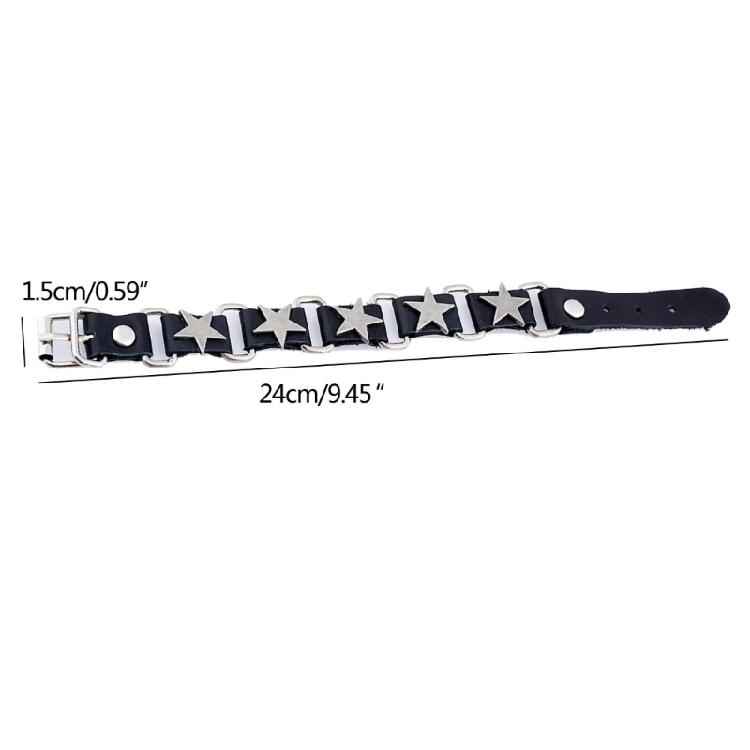 Gothic Pentagram Adjustable Bracelets Wristband Buckle Belts Star Cuff Jewelry