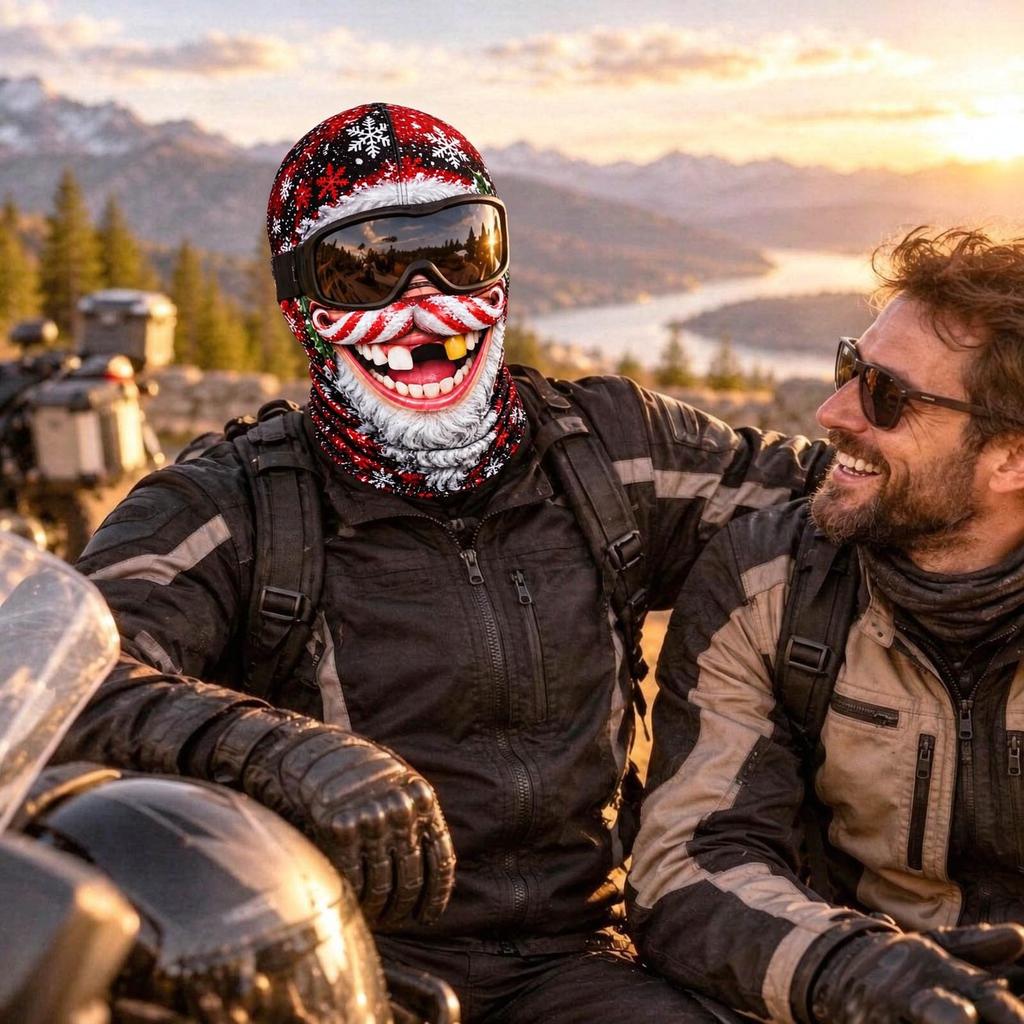 Hombre Viejo Esquía, Divertido Realista 3D Estampado Completo Cara Completa Invierno Cortavientos Sombrero, Gafas de Sol No Incluidas