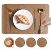 Nordic Cowhide Leather Dual-Color Square Placemat - Heat-Resistant, Luxury Dining Table Mat.