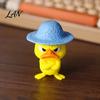 Compact Ornament for Monitor Stand 4Pcs 3D Printed Angry Duck Figurines, Mini Grumpy with Straw Hat, Collectible Figurine Desk Enthusiasts Cute