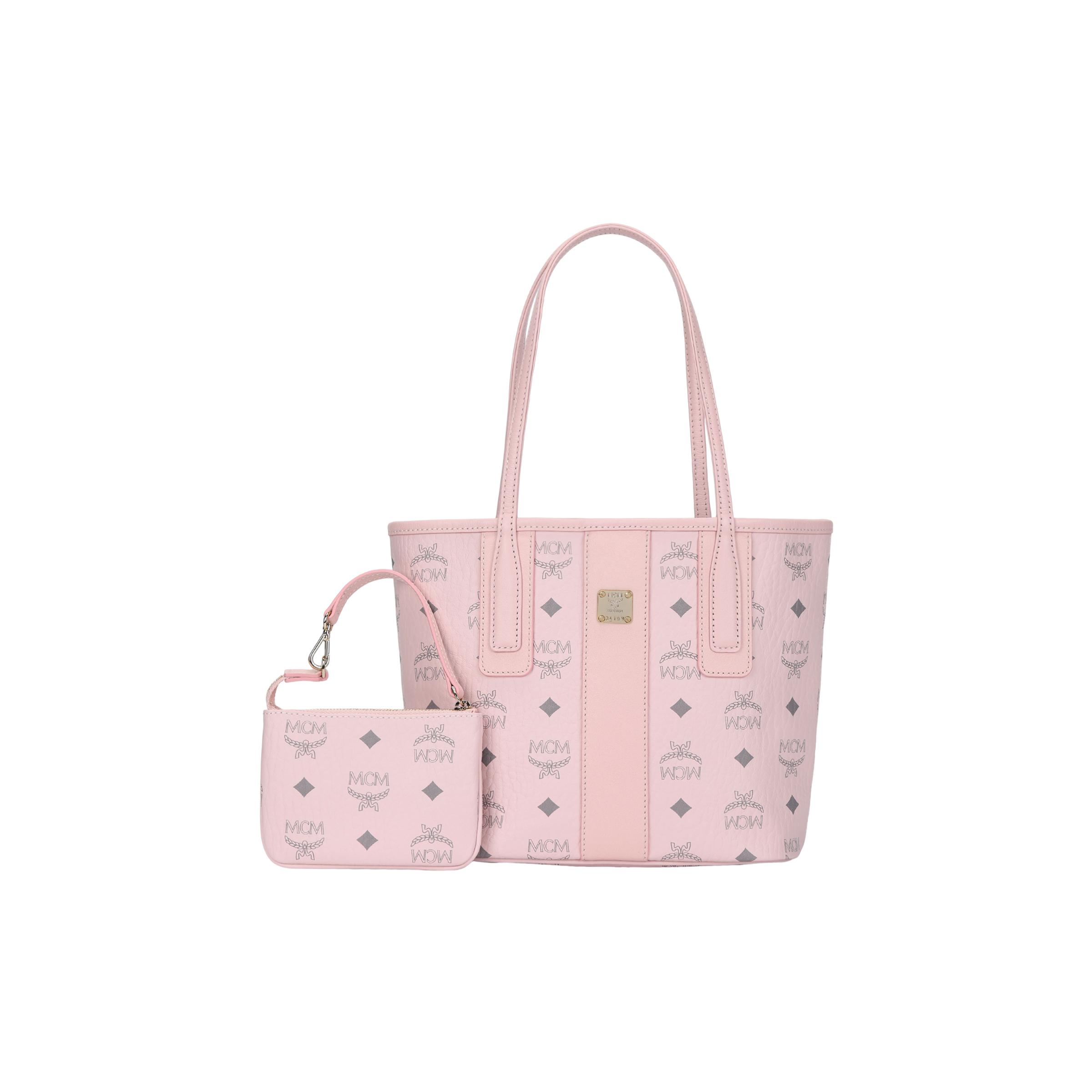 

MCM Monogram Double-Sided Detachable Zipper Tote Bag Women Tote Bag Pink MWPEALR01QH001 Basic Set (Bag+Dust Bag)