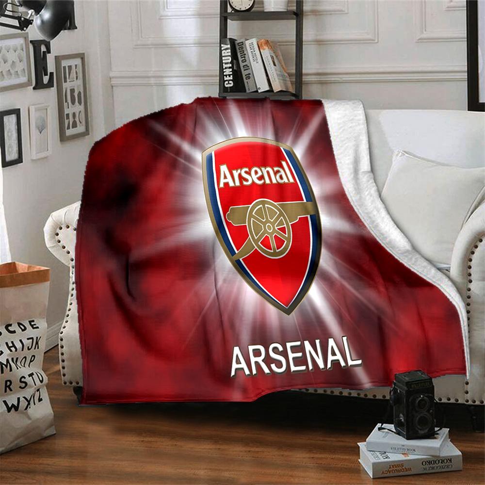 Coperta in Flanella con Stemma dell'Arsenal Football Club, Poliestere Morbido, Design Moderno, Per Tutte le Stagioni per Campeggio, Viaggi, Regali per Feste o Compleanni