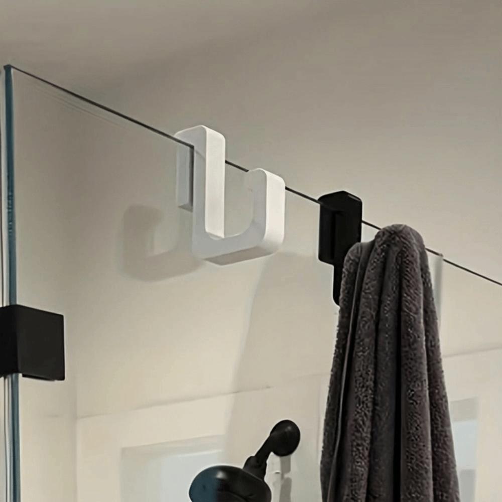 5Pcs 3D Heavy-duty Shower Door Hook Clamp On Design No Drilling Required Door Towel Organizer Waterproof Space Saving
