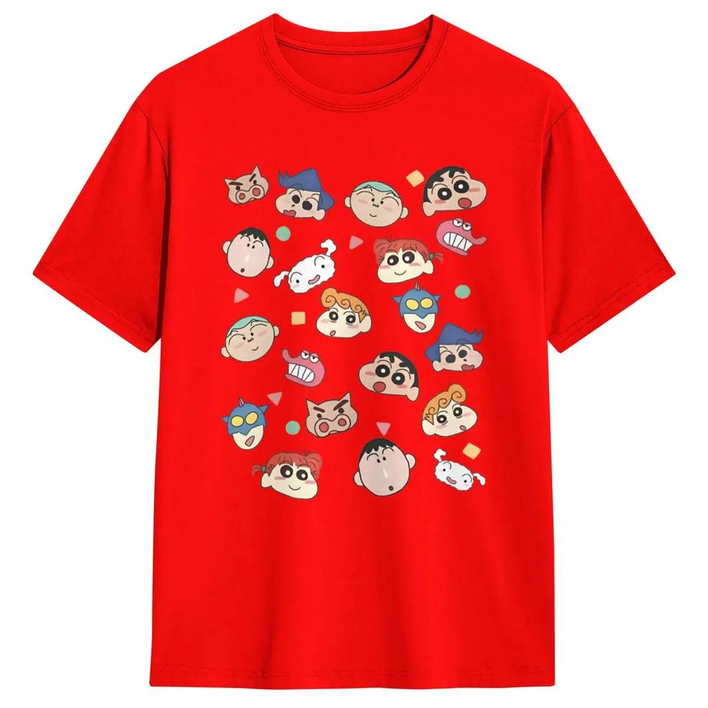 School Friends Crayon Shin Chan T-Shirt Summer Y2K Retro T Shirts 100 Cotton Tshirt For Mens Short Sleeves Clothing