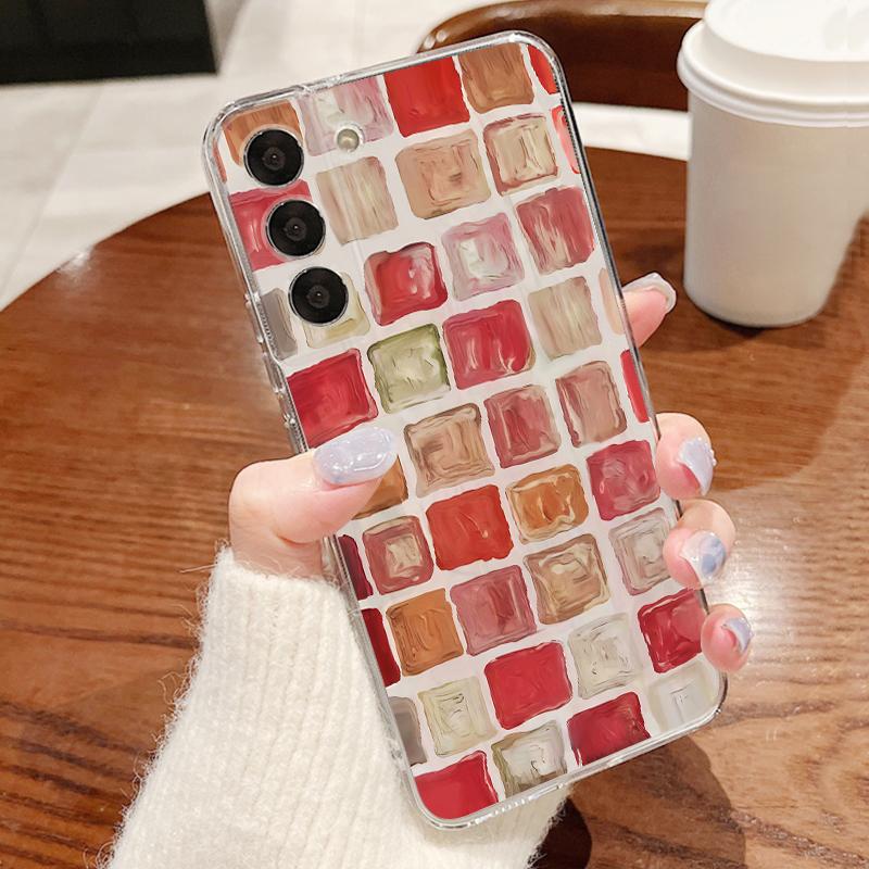 Purple Marble Print Case For Samsung A57 S26 Ultra A37 A17 A56 A36 A26 A16 A55 A35 A25 A15 A54 5G S21 FE S22 S23 S24 S25 Plus Clear TPU Soft Cover